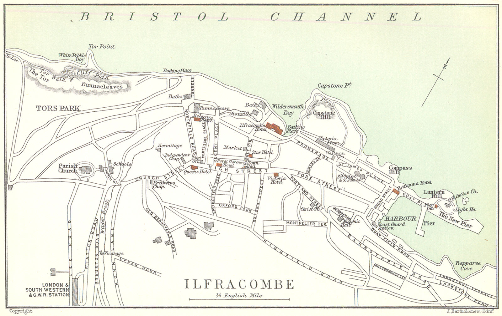 Associate Product ILFRACOMBE vintage town/city plan. Devon. WARD LOCK 1897 old antique map chart