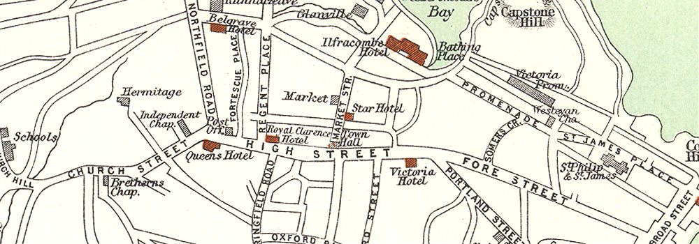 ILFRACOMBE vintage town/city plan. Devon. WARD LOCK 1897 old antique ...