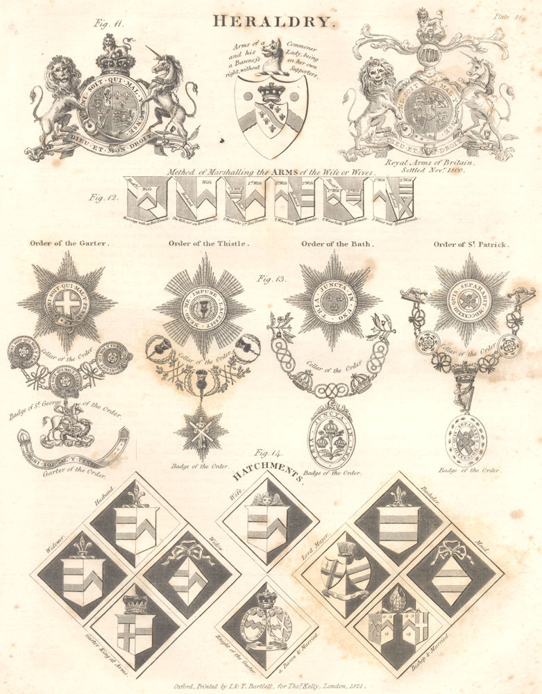 Associate Product HERALDRY.Royal Arms Britain;Order Garter Thistle Bath St.Patrick;Hatchments 1830