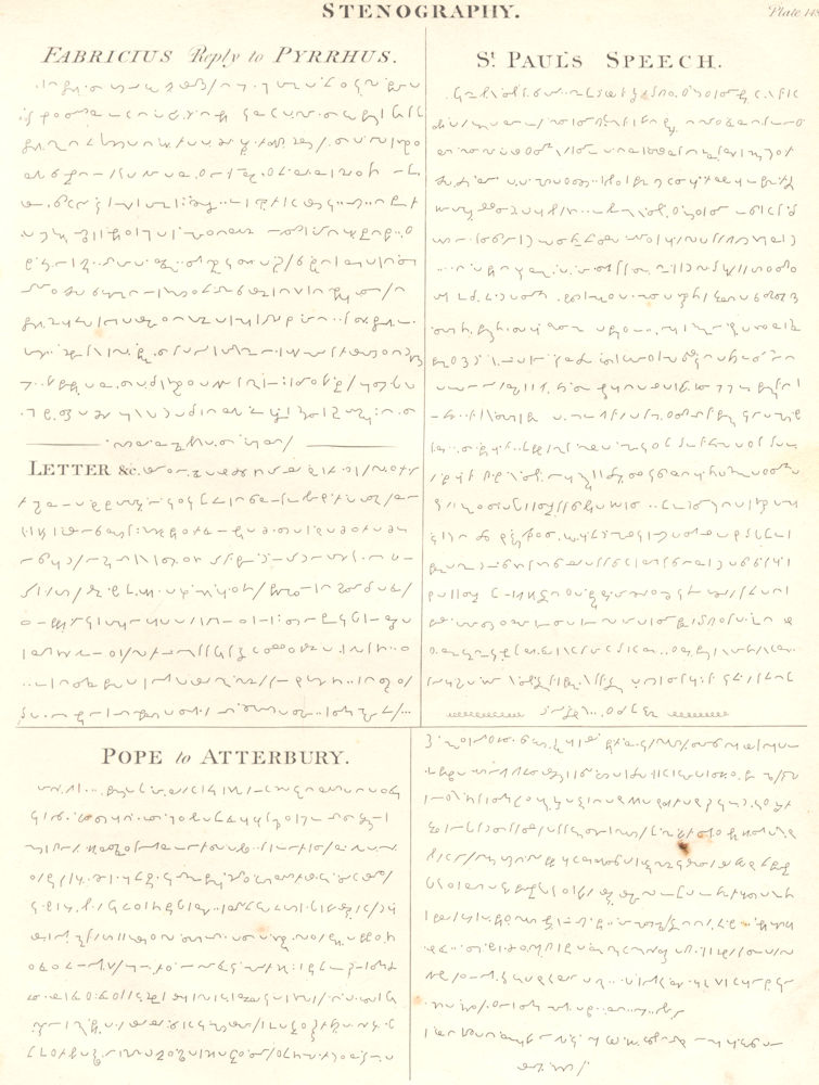 STENOGRAPHY. Fabricus reply to Pyrrgus. St Paul's Speech. Pope to Atterbury 1830