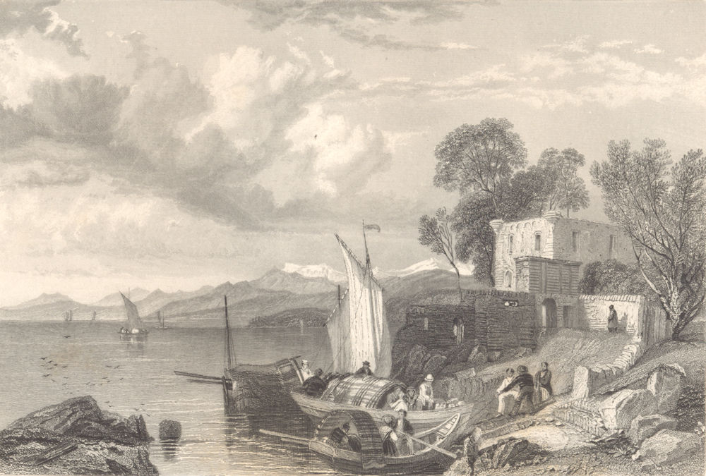 HAUTE-SAVOIE. Castle of Yvoire, Lake Geneva. Sailing & rowing boats 1838 print