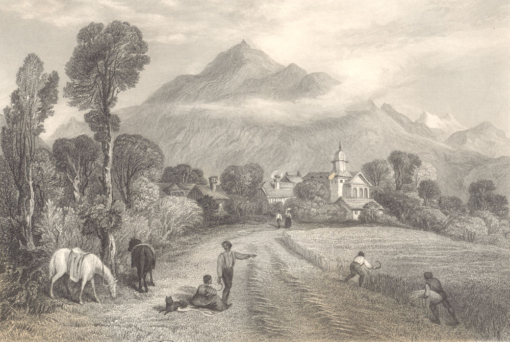 Associate Product HAUTE-SAVOIE. Viuz and the Monte Mole, Faucigny. Horses. Harvest 1838 print