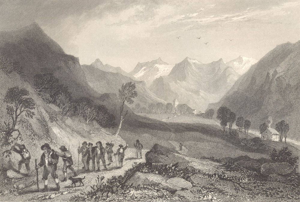 SAVOIE. View of Séez (Val d'Isere) . Travellers 1838 old antique print picture