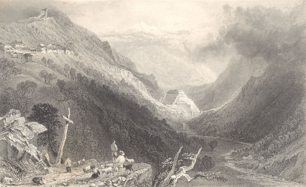 Associate Product PIEDMONT/PIEMONTE. Fort of Exilles, Valley of the Dora. GoatsBARTLETT 1838
