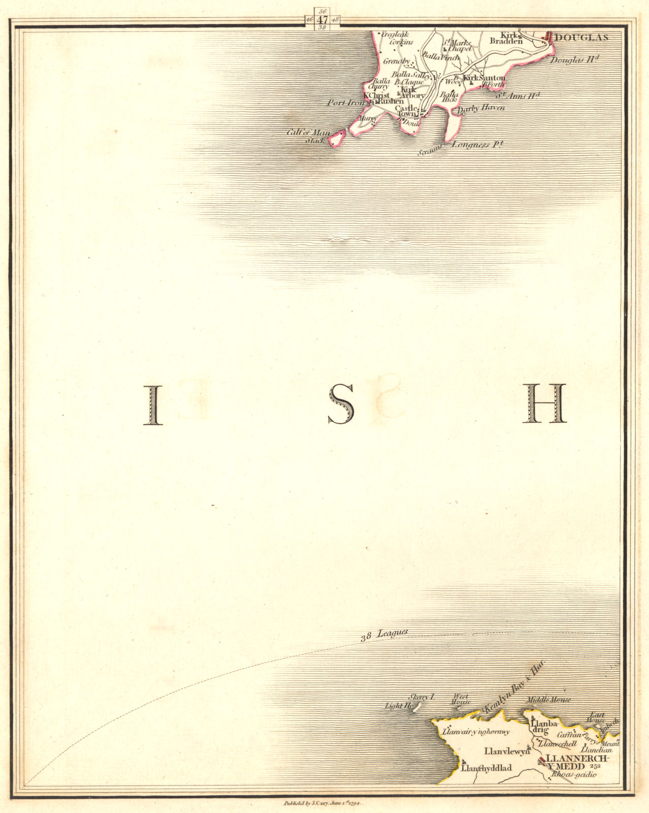 Associate Product ISLE OF MAN SOUTH. Douglas Castle Town Port Erin. Anglesey North. CARY 1794 map