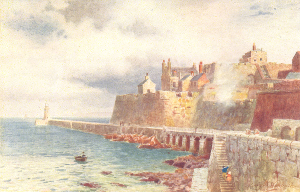 CHANNEL ISLANDS. The Twelve O'clock Gun, Castle Cornet, Guernsey 1904 print
