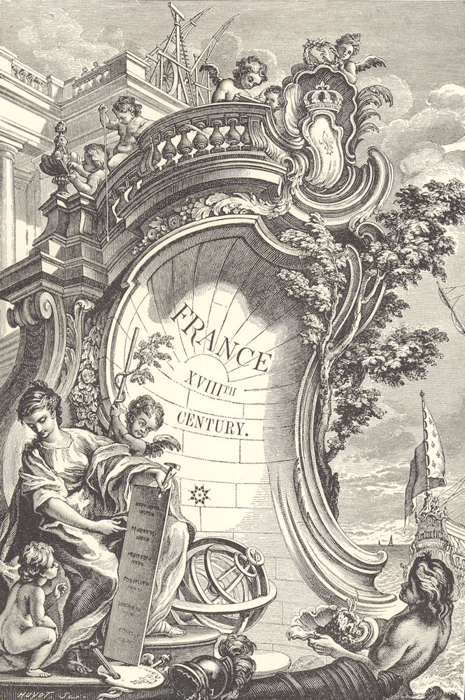 18TH CENTURY FRANCE. Cartouche-Frontispiece; after Meissonnier 1876 old print