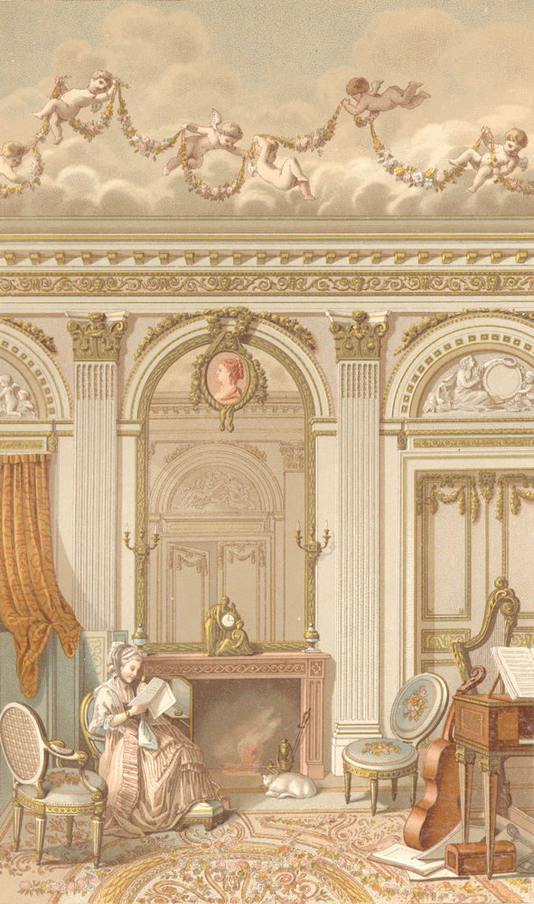 18C FRANCE. A Interior in the Reign of Louis XVI. Chromolithograph 1876 print