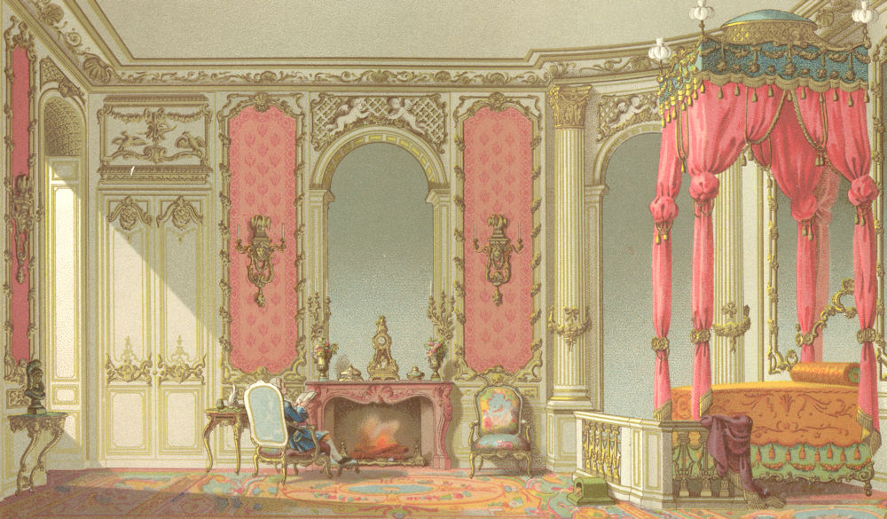 18TH CENTURY FRANCE. A Bedroom. Chromolithograph 1876 old antique print