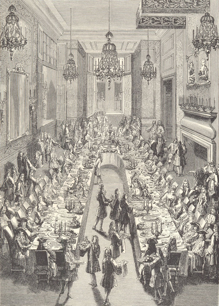 18C FRANCE. Paris. Banquet at the Spanish Embassy. After Scotin 1707 1876