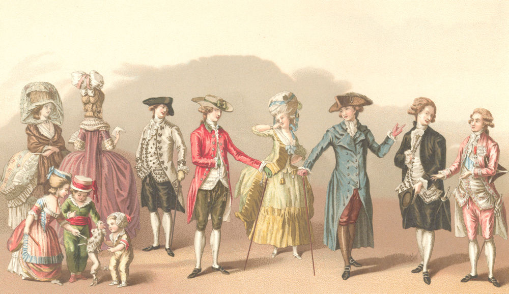 18TH CENTURY FRANCE. Gent's Fashions. Chromolithograph 1876 old antique print