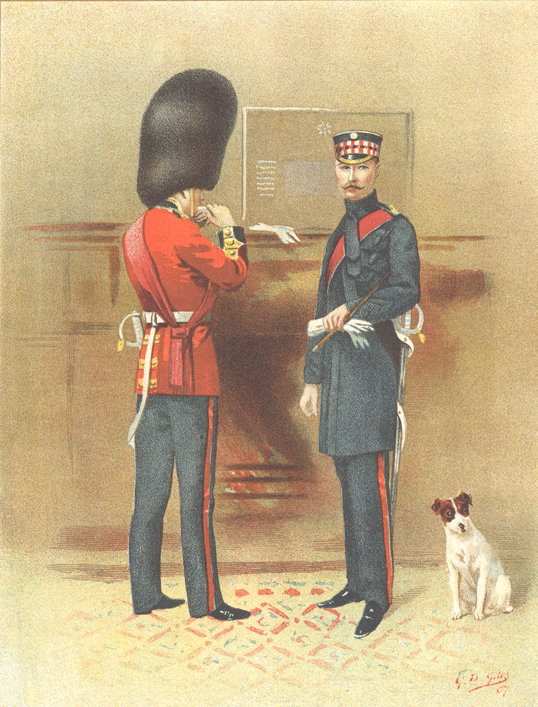 BRITISH ARMY UNIFORMS. The Scots Guards. Regiment 1890 old antique print