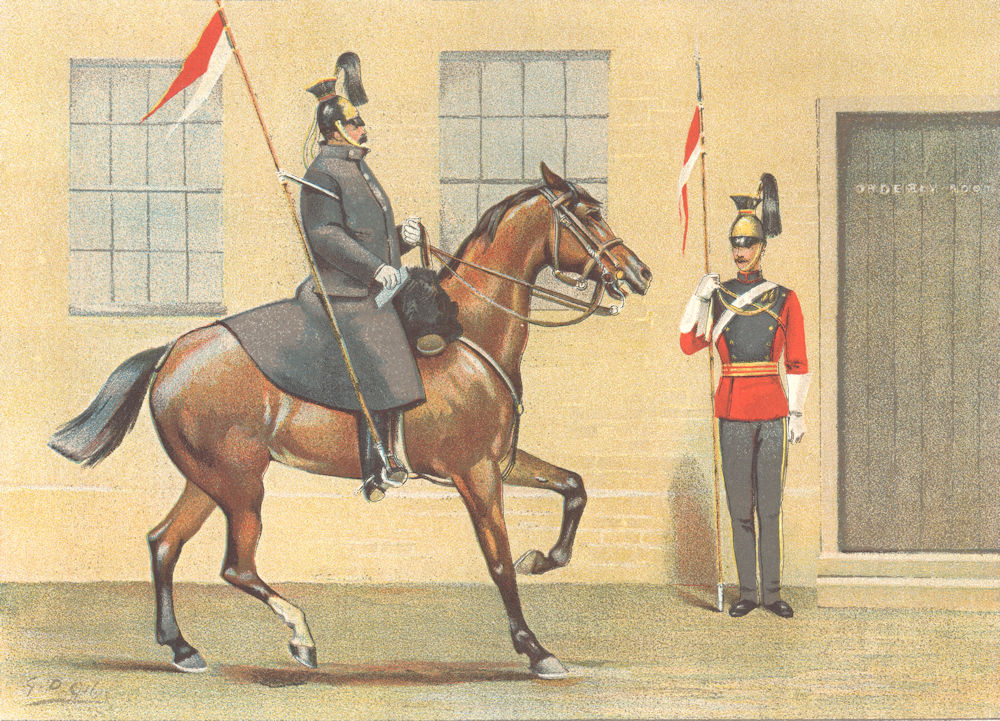 BRITISH ARMY UNIFORMS. The 16th (Queen's) Lancers. Regiment 1890 old print