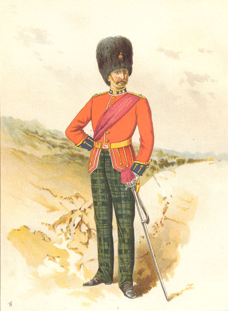 BRITISH ARMY UNIFORMS. The 21st – Royal Scots Fusiliers Regiment 1890 print