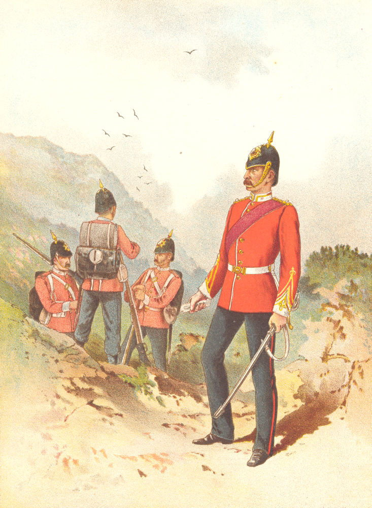 BRITISH ARMY UNIFORMS. The 15th – East Yorkshire Regiment 1890 old print