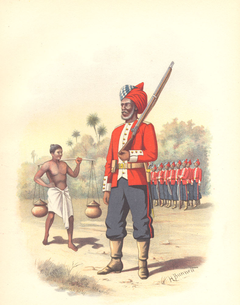 BRITISH INDIAN ARMY UNIFORMS. The 1st Madras (Chennai) Pioneers Regiment 1890