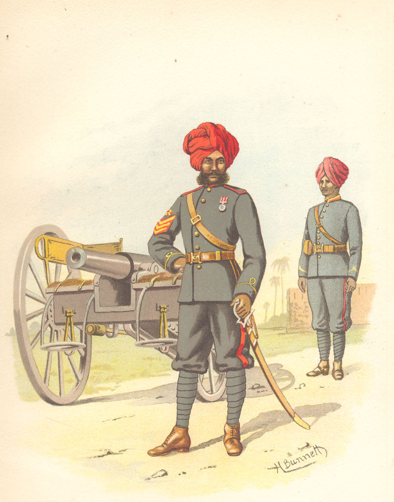 BRITISH INDIAN ARMY UNIFORMS. The Bombay (Mumbai) Artillery Regiment 1890