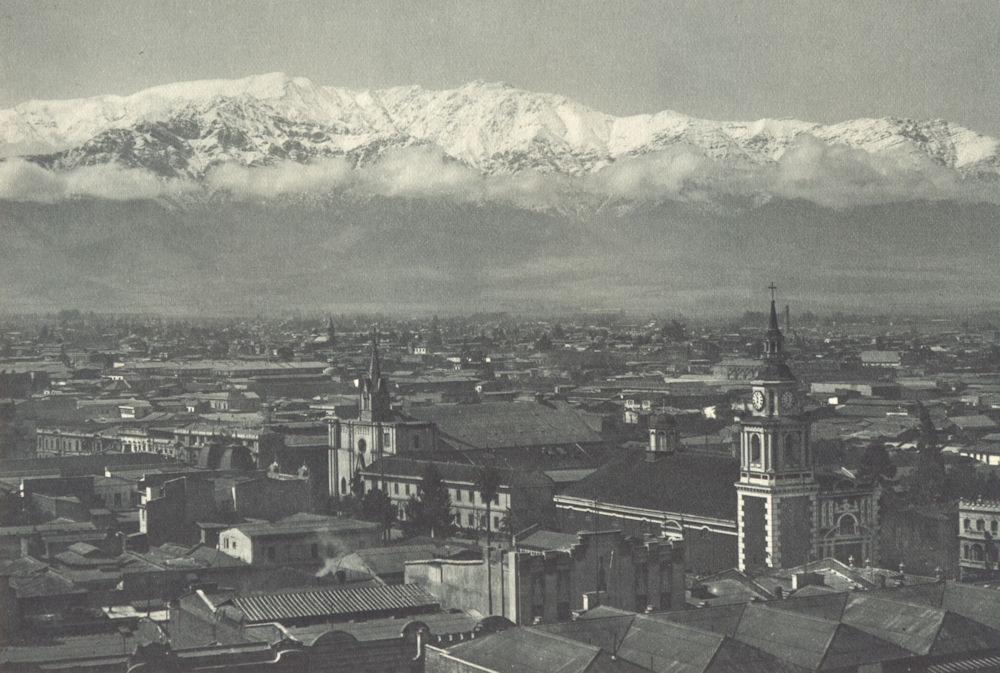Associate Product CHILE. Santiago. Vista parcial con Cerro San Ramón. 1932 old vintage print