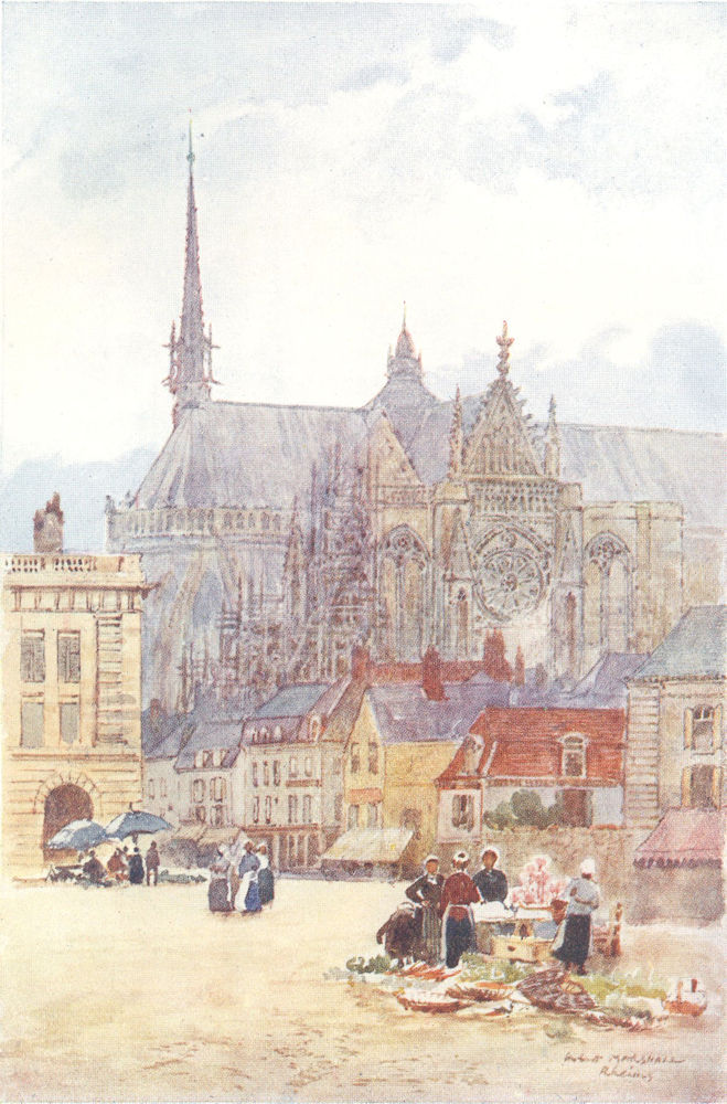 MARNE. Reims. Street market 1907 old antique vintage print picture