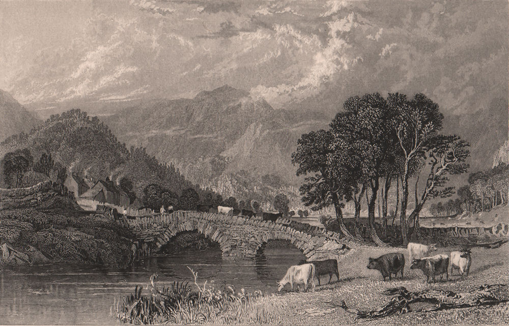 LAKE DISTRICT. Patterdale Bridge, Westmoreland. Cumbria. ALLOM 1839 old print