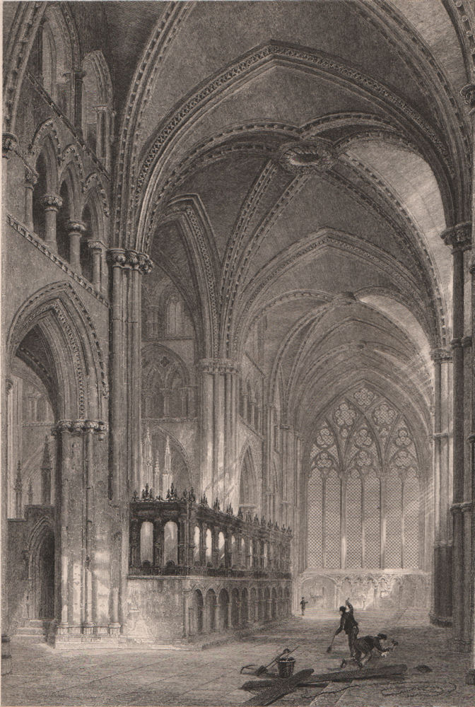 COUNTY DURHAM. Interior of Durham Cathedral, from the nine Altars. ALLOM 1839