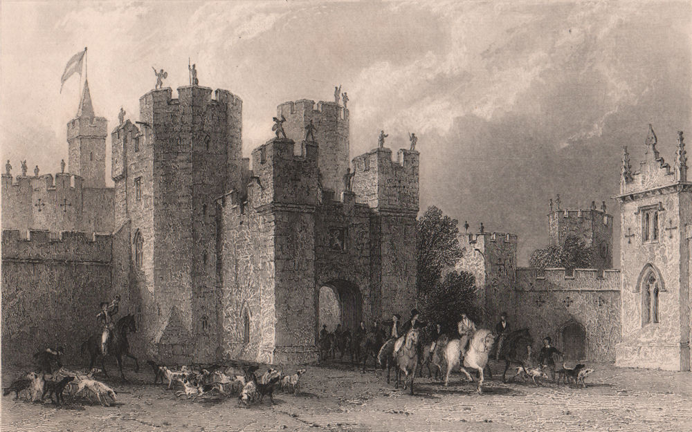 NORTHUMBERLAND. Entrance to Alnwick Castle. ALLOM 1839 old antique print