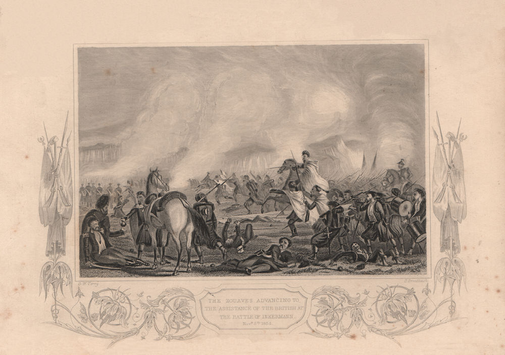 CRIMEAN WAR. Zouaves helping the British. Battle of Inkerman Nov 5th 1854 1860
