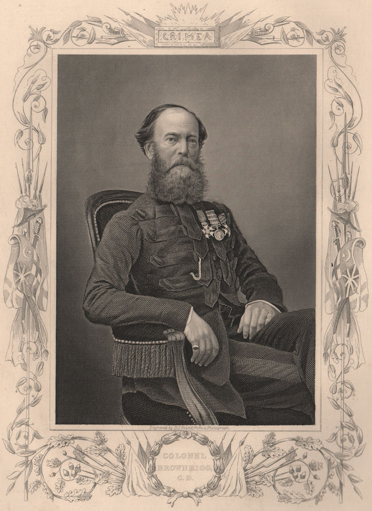 CRIMEAN WAR. Colonel Brownrigg, C. B.  1860 old antique vintage print picture