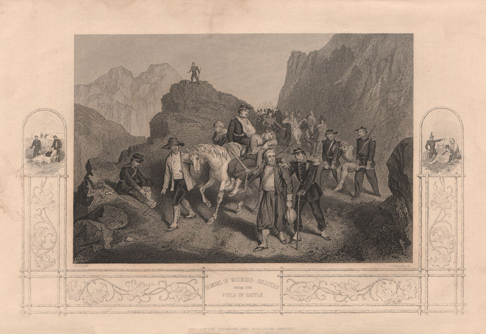 Associate Product CRIMEAN WAR. Removal of wounded soldiers from the field of battle 1860 print