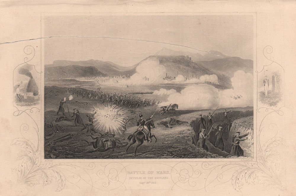 Associate Product CRIMEAN WAR. Battle of Kars. Repulse of the Russians 1855. Turkey 1860 print