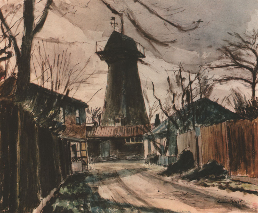 BRIXTON. The Old Windmill, by G. L. Frost 1947 vintage print picture