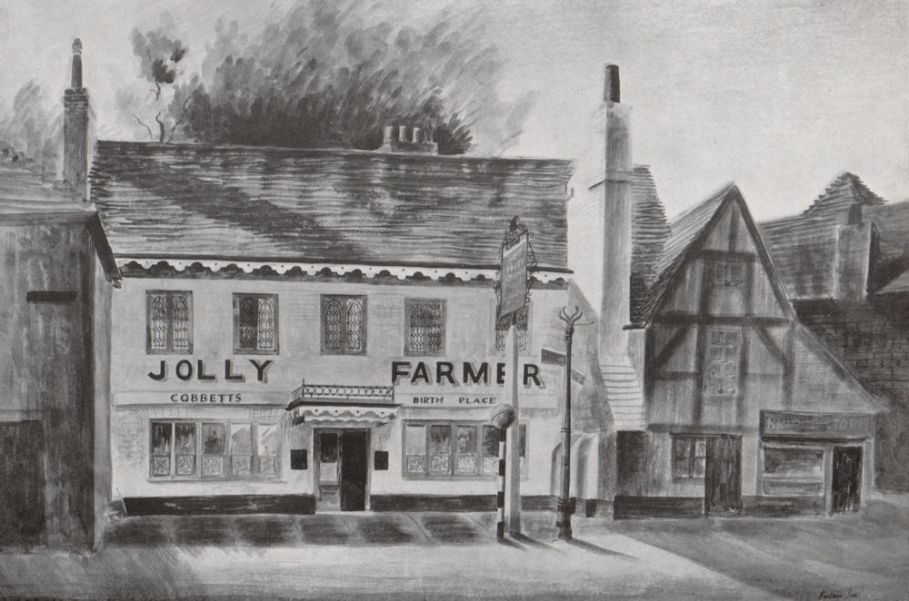 Associate Product BLACKNEST. The Jolly Farmer, by Barbara Jones. Surrey pubs. Farnham 1947 print