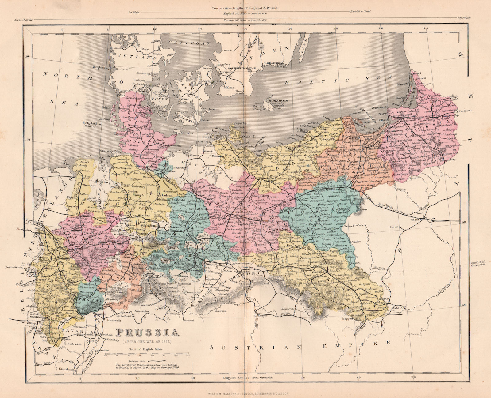 Associate Product FRANCO-PRUSSIAN WAR. Prussia (After the war of 1866)  1875 old antique map