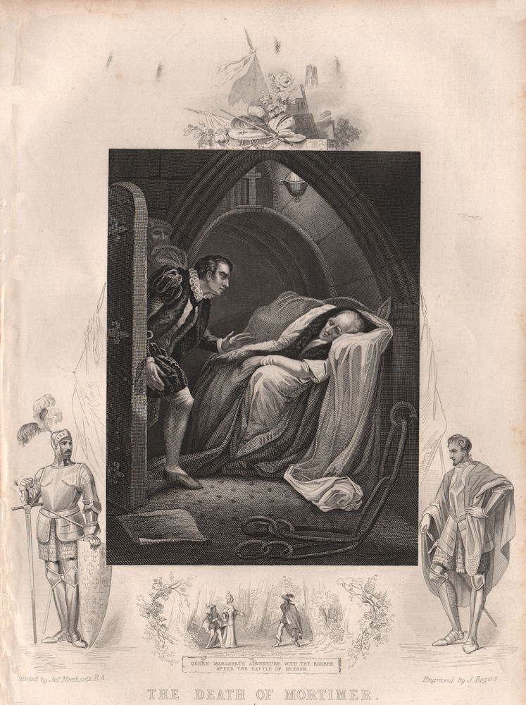 Associate Product ROGER MORTIMER'S DEATH. Inset Queen Margaret & robber, Battle of Hexham 1853