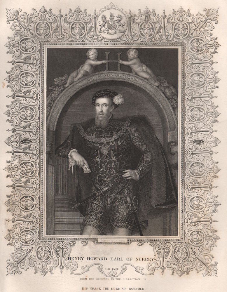 BRITISH HISTORY. Henry Howard, Earl Of Surrey. TALLIS 1853 old antique print