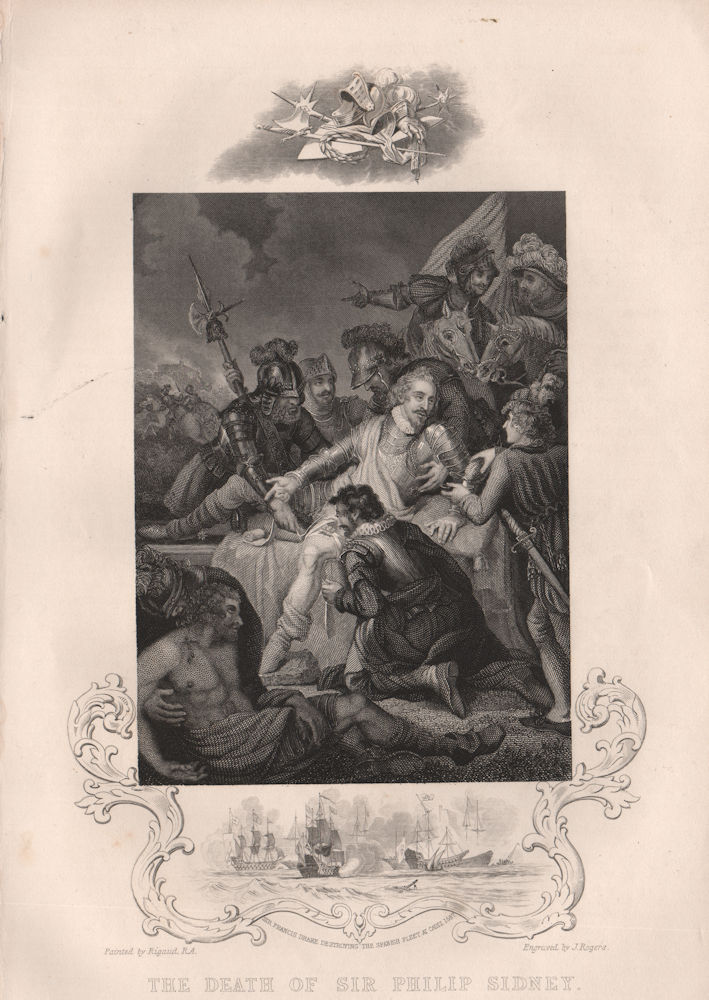 BATTLE OF ZUTPHEN. Sir Philip Sidney's death. Francis Drake at Cadiz 1587 1853