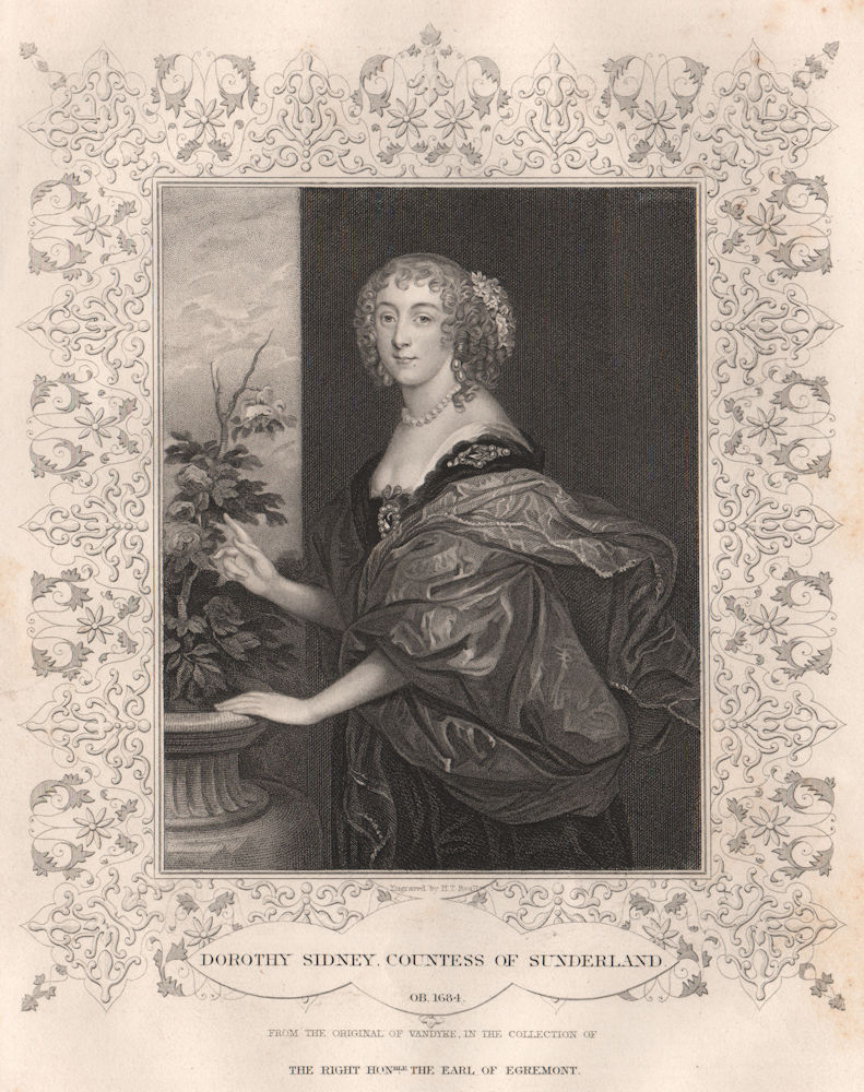 Associate Product BRITISH HISTORY. Dorothy Sidney, Countess of Sunderland. TALLIS 1853 old print