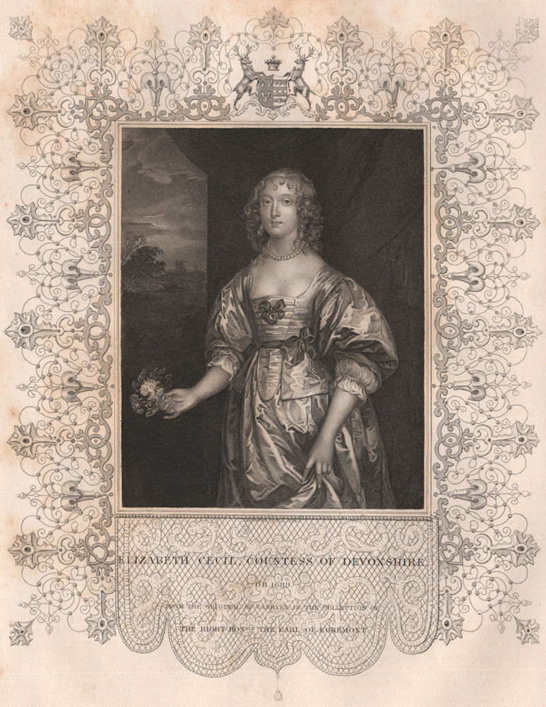 Associate Product BRITISH HISTORY. Elizabeth Cecil, Countess of Devonshire. TALLIS 1853 print