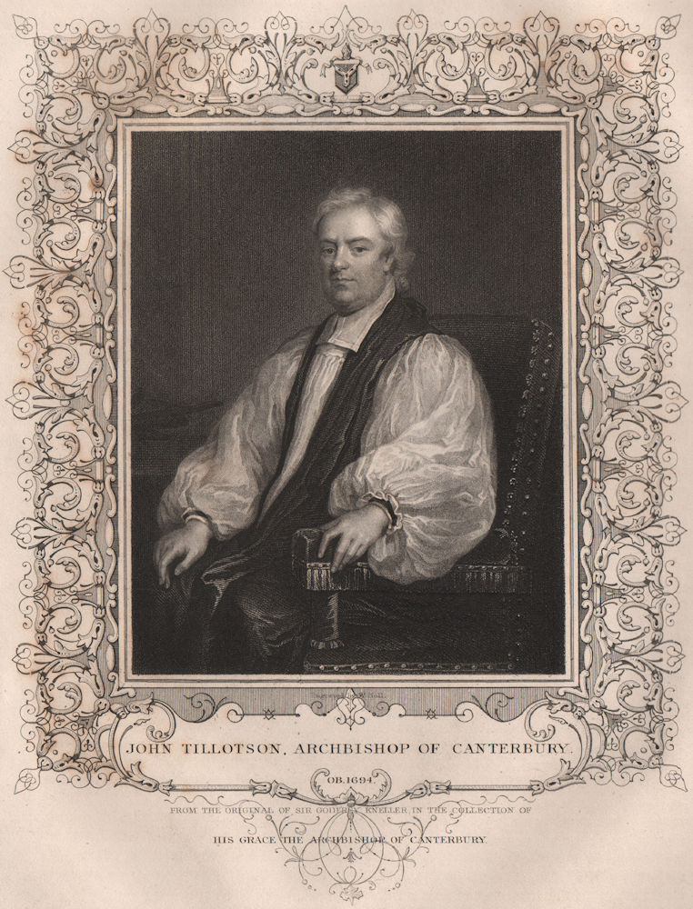 Associate Product BRITISH HISTORY. John Tillotson, Archbishop of Canterbury. TALLIS 1853 print