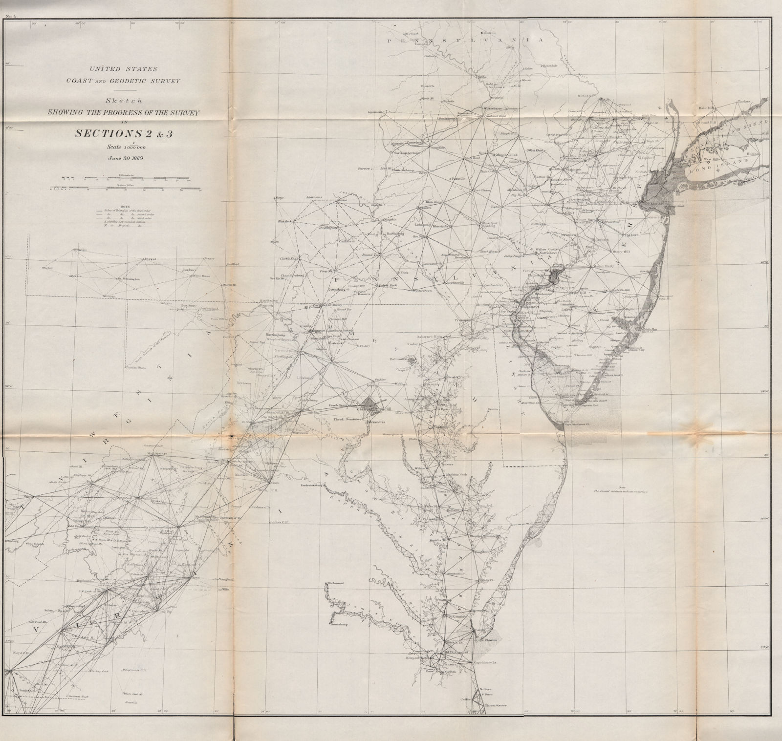USA EAST SURVEY.Chesapeake Bay Delaware Bay Maryland Pennsylvania.USCGS 1889 map