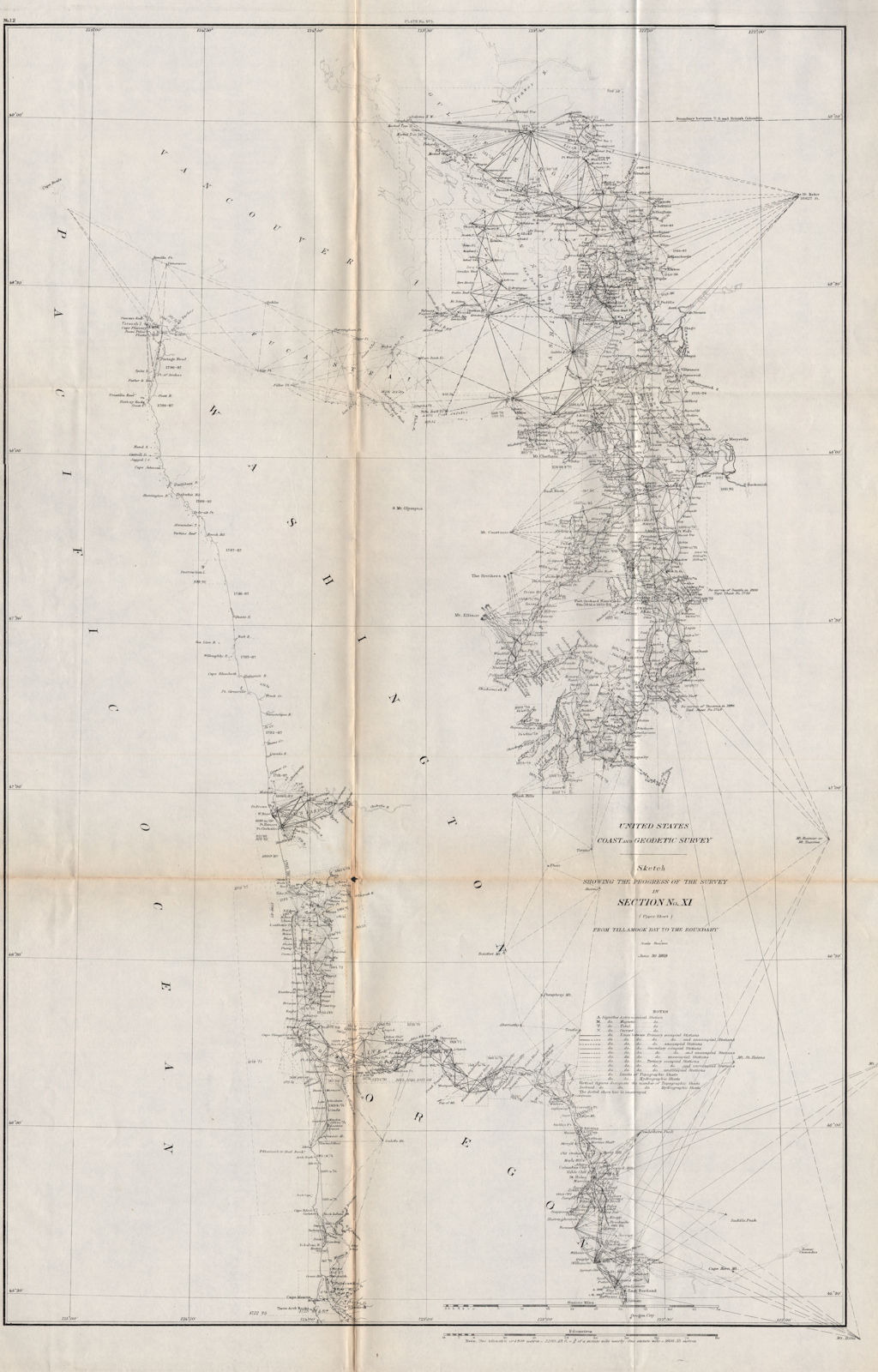 WASHINGTON COAST. Columbia River Seattle Tacoma Puget Sound. USCGS 1889 map