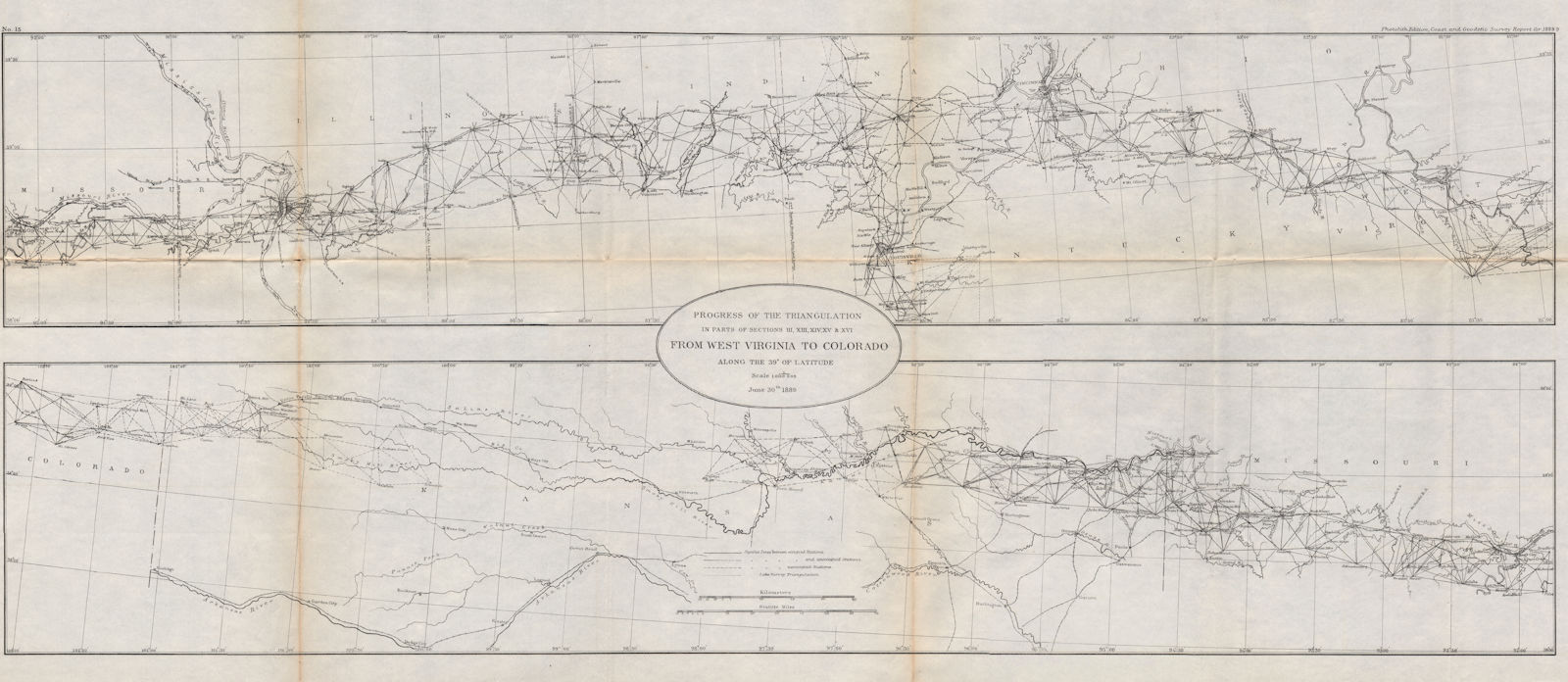 Associate Product USA.Transcontinental triangulation West Virginia to Colorado 39°.USCGS 1889 map
