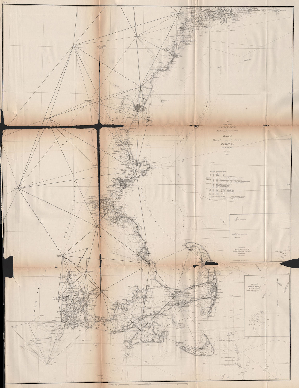 NEW ENGLAND COAST. Boston Cape Cod Nantucket Providence Portland. USCGS 1871 map