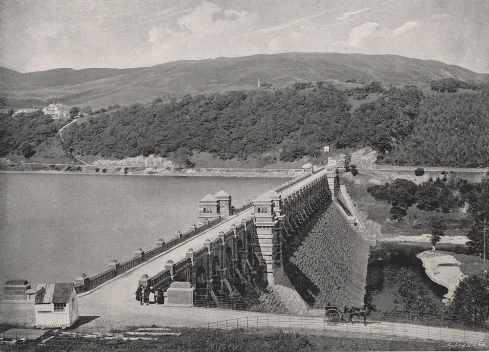 LAKE VYRNWY. The Dam. Wales 1900 old antique vintage print picture