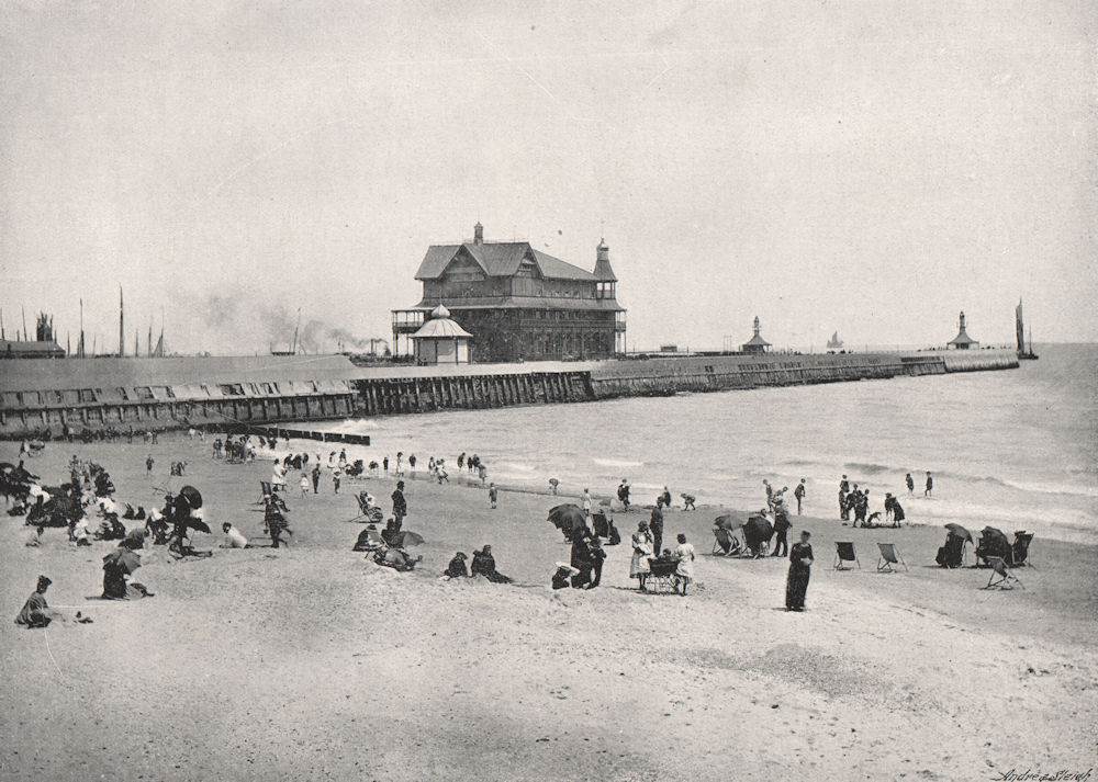 LOWESTOFT. The Pier. Suffolk 1900 old antique vintage print picture