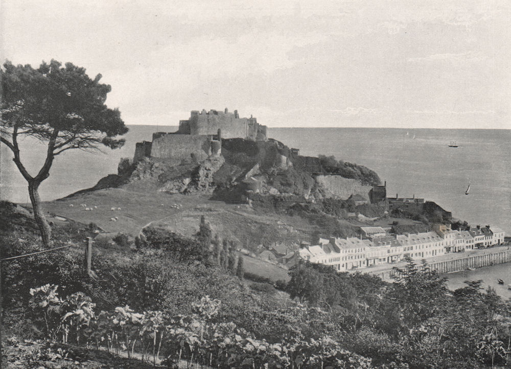 JERSEY. Mont Orgueil Castle. Channel Islands 1900 old antique print picture