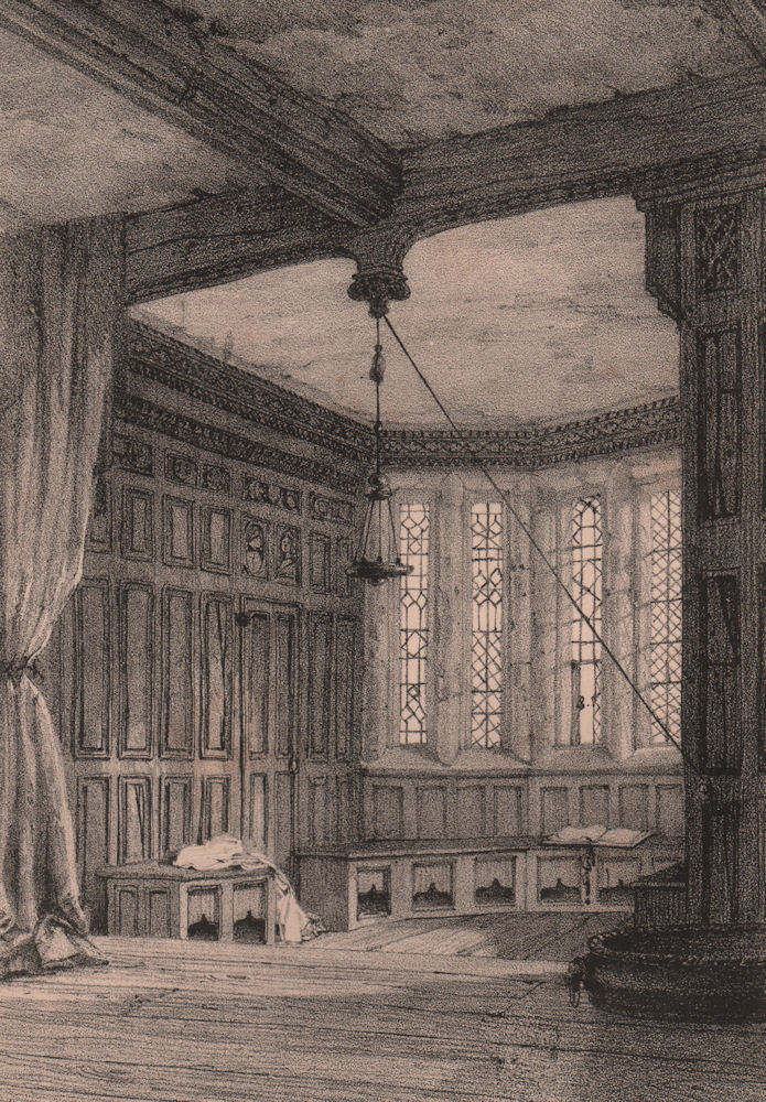 HADDON HALL. Interior of Oriel window. Derbyshire 1836 old antique print