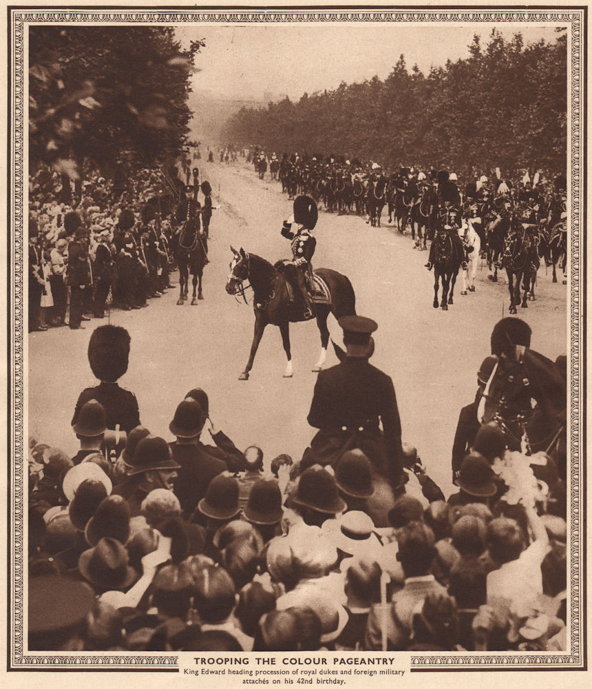 Associate Product KING EDWARD VIII. Trooping the colour Pageantry 1937 old vintage print picture