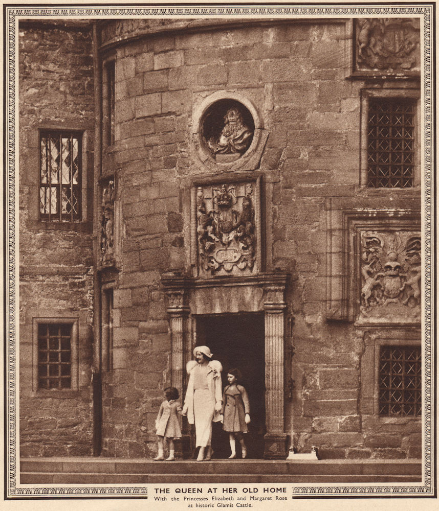 Associate Product QUEEN ELIZABETH QUEEN MOTHER. The Queen at Glamis Castle 1937 old print