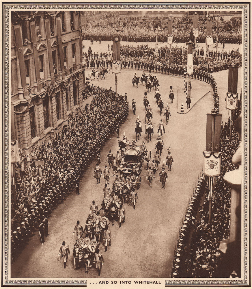 CORONATION 1937. And so into Whitehall. State carriage 1937 old vintage print
